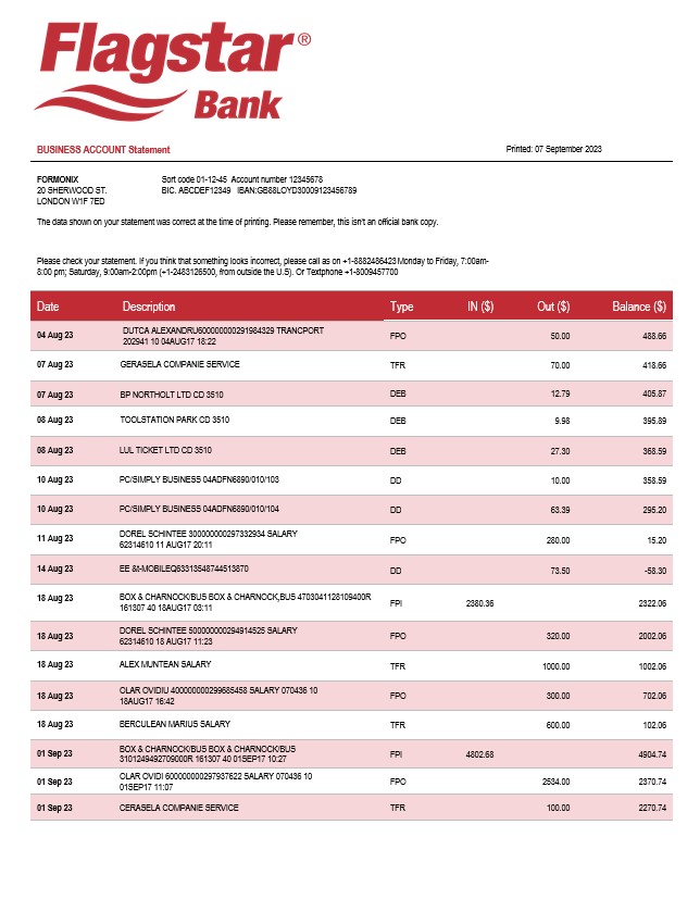  East West Bank firm account statement 